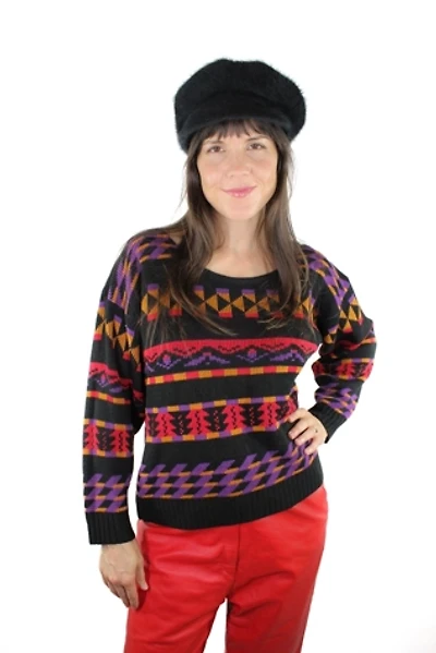 1980s Retro Holiday Sweater Selected By Moons + Junes Vintage