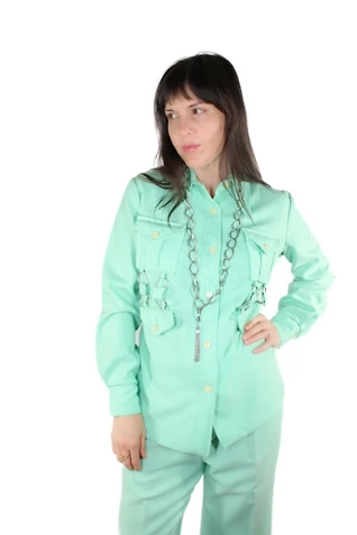 1970s Two Piece Mint Green Disco Suit Selected By Moons + Junes Vintage