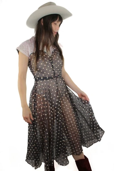 1930s Sheer Polka Dot Midi Dress Selected By Moons + Junes Vintage