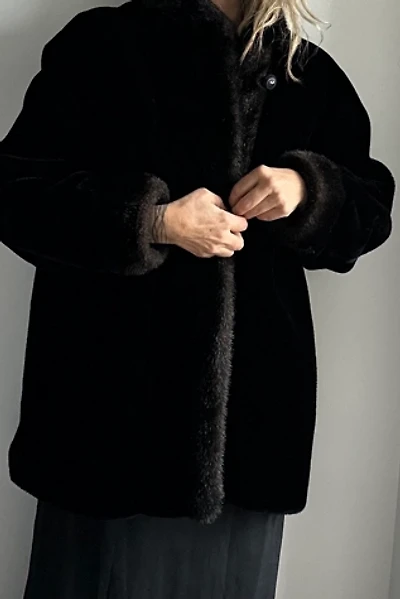 Vintage Brown and Black Faux Fur Jacket with Buttons and Pockets Selected by KA.TL.AK