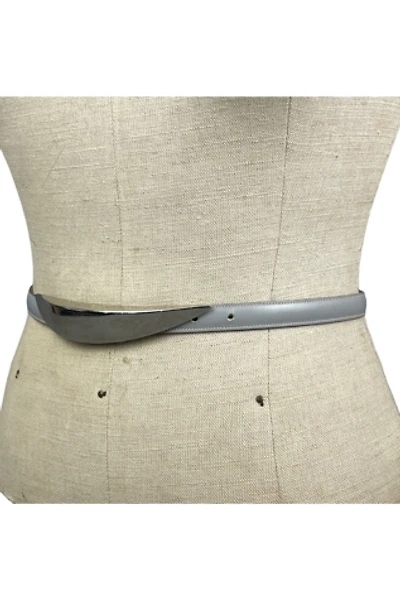 Vintage Grey Leather Belt With Silver Buckle Selected By Ankh By Racquel Vintage