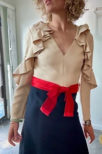 Gucci Mini Cocktail Dress with Red Bow and Ruffle Sleeves Selected by The Curatorial Dept.