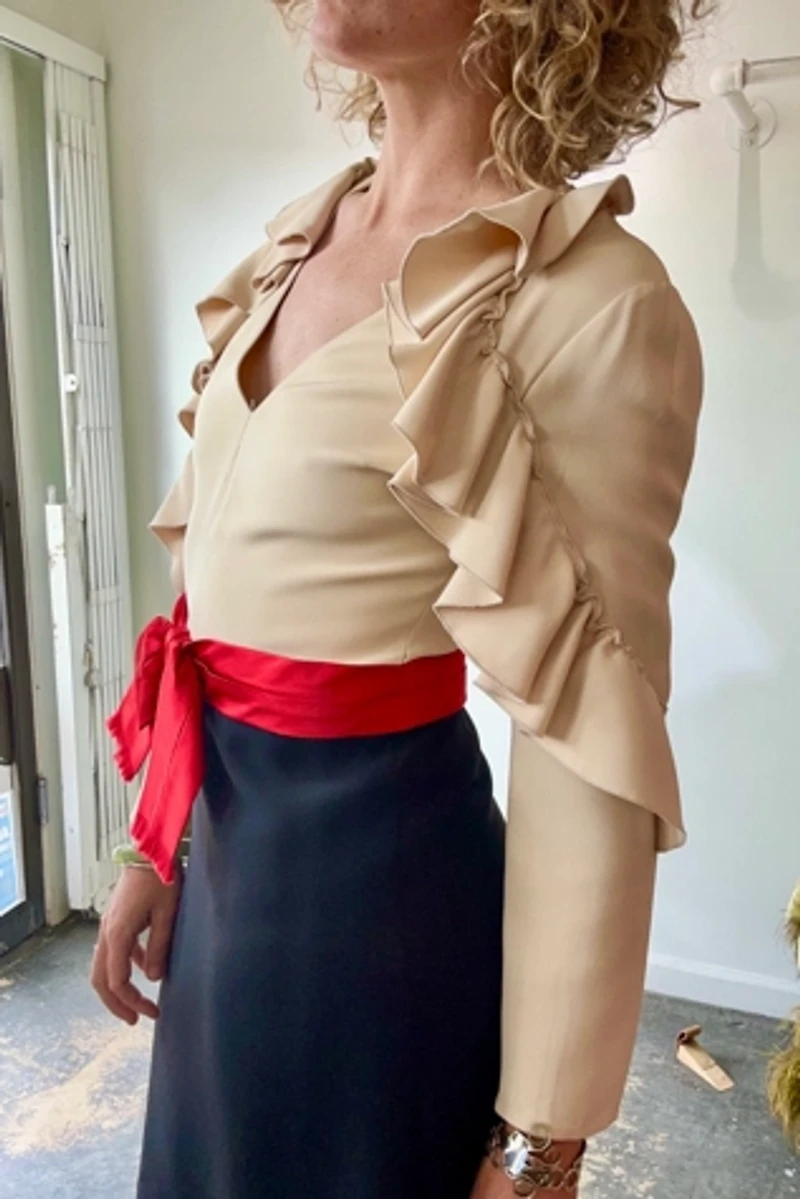 Gucci Mini Cocktail Dress with Red Bow and Ruffle Sleeves Selected by The Curatorial Dept.