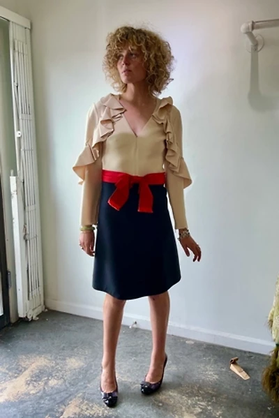 Gucci Mini Cocktail Dress with Red Bow and Ruffle Sleeves Selected by The Curatorial Dept.