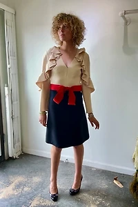Gucci Mini Cocktail Dress with Red Bow and Ruffle Sleeves Selected by The Curatorial Dept.
