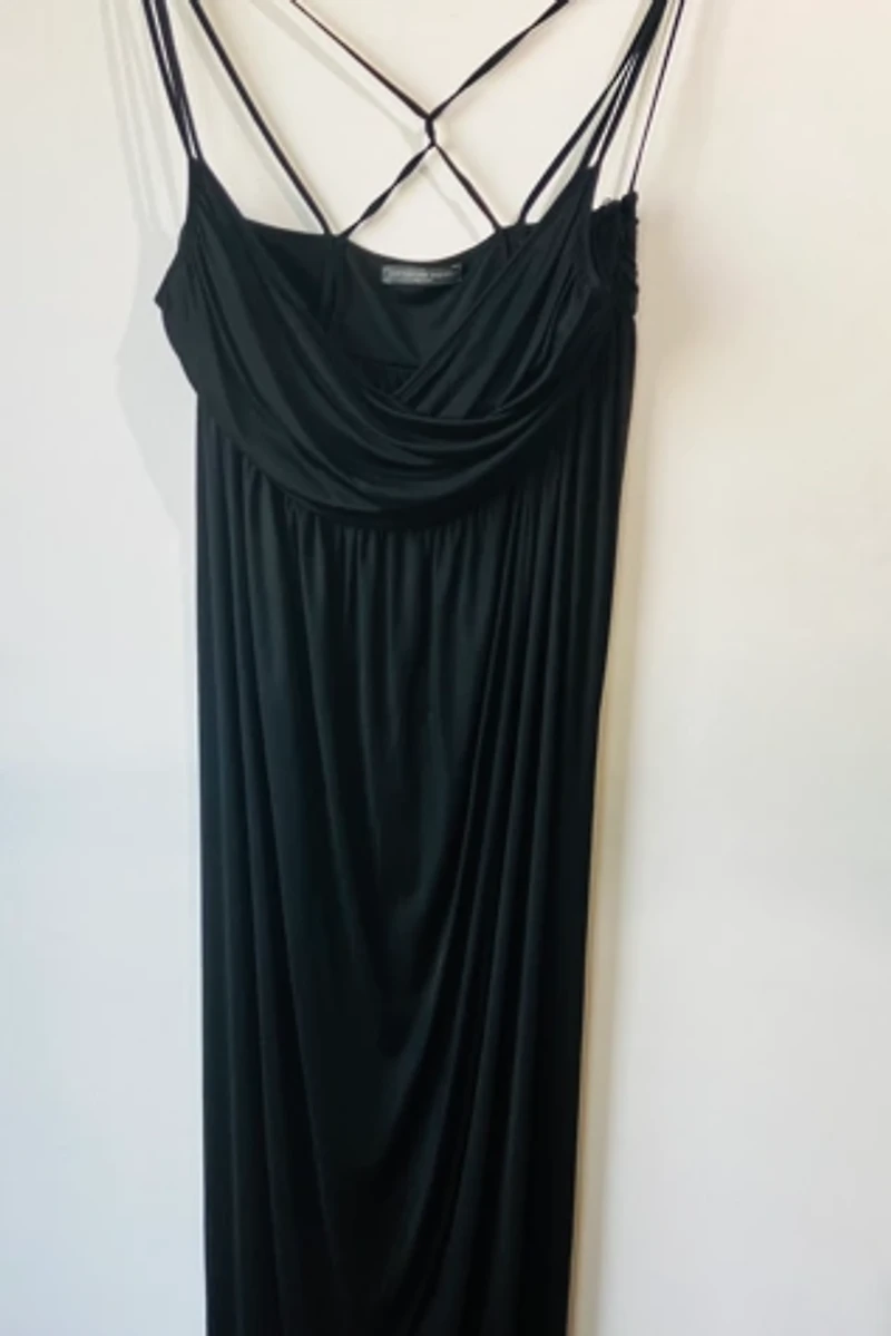ALEXANDER McQUEEN 2006 "Neptune" Black Plunge Evening Dress Selected by The Curatorial Dept.