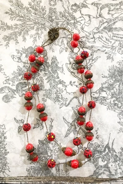Vintage Alice Caviness Red Double Chain Confetti Necklace Selected by The Curatorial Dept.