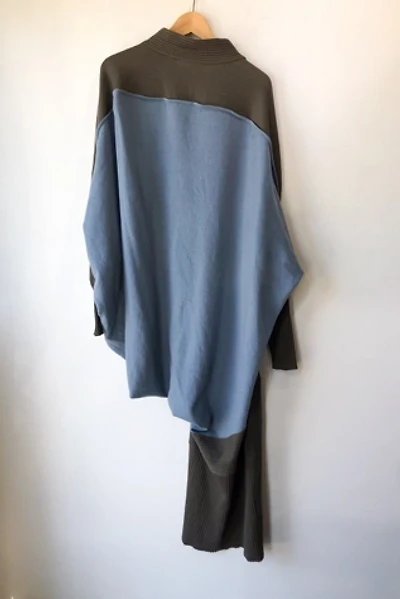 Vintage Issey Miyake Asymmetrical Grey & Blue Wool Dress Selected by The Curatorial Dept.
