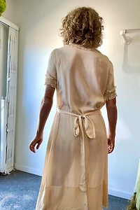 Antique Victorian Cream Silk Dress Selected by The Curatorial Dept.