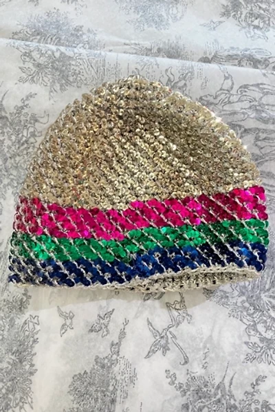 Vintage Halston Sequined Multicolor Skull Cap Selected by The Curatorial Dept.