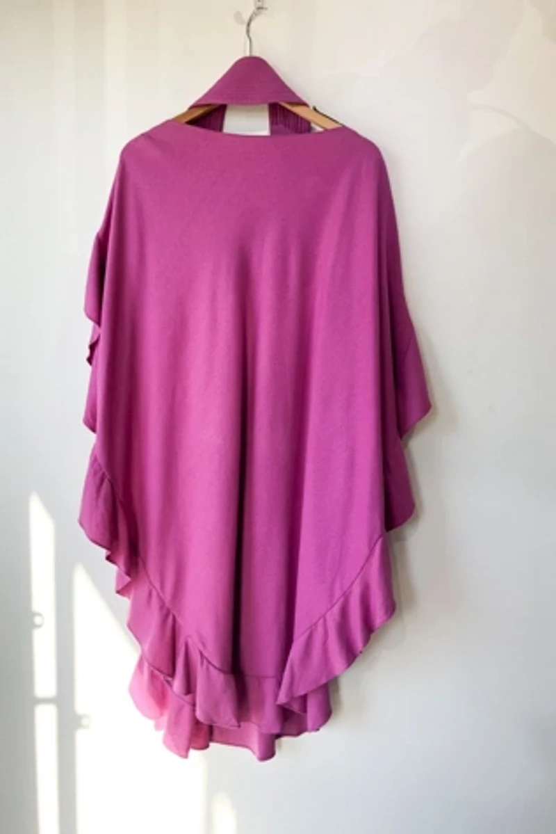 Electric Feathers Fuchsia Ruffle Silk Caftan Selected by The Curatorial Dept.