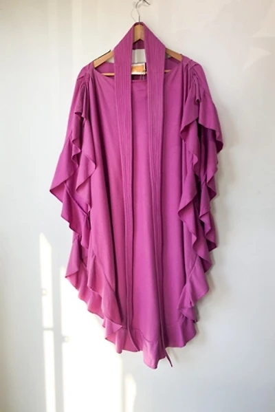 Electric Feathers Fuchsia Ruffle Silk Caftan Selected by The Curatorial Dept.