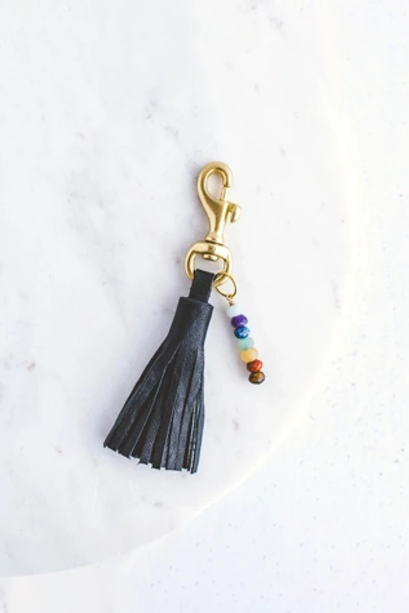 Giving Bracelets Chakra Gemstone Leather Tassel Keychain