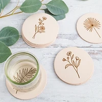 Giving Bracelets Leather Coaster Wildflower Print Set
