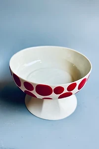 Kaase Atelier Dots & Stripes Handmade Fine Porcelain Mini Footed Christmas Bowl