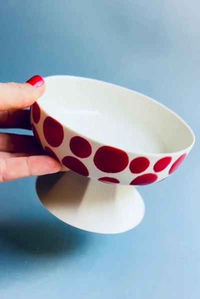 Kaase Atelier Dots & Stripes Handmade Fine Porcelain Mini Footed Christmas Bowl