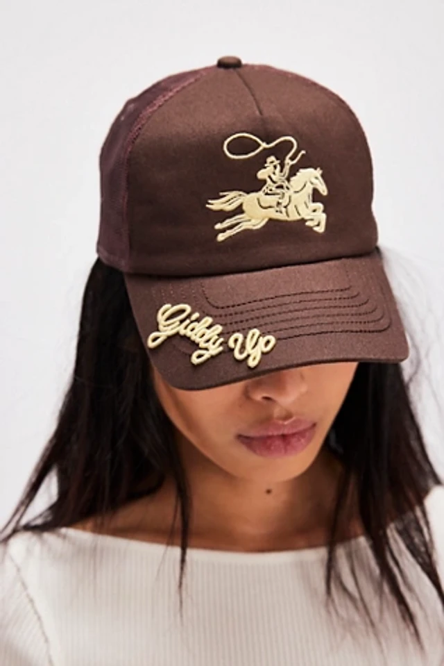 Free People Giddy UP Trucker Hat Free People Understated Leather Giddy Up Trucker Cap Green  main image 2