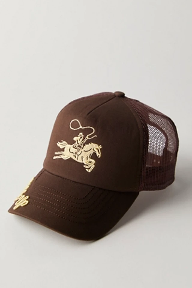 Free People Giddy UP Trucker Hat Free People Understated Leather Giddy Up Trucker Cap Green  main image 4