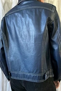 1950s Navy Blue Leather McGregor Jacket Selected by Grievous Angel Vintage