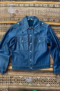 1950s Navy Blue Leather McGregor Jacket Selected by Grievous Angel Vintage