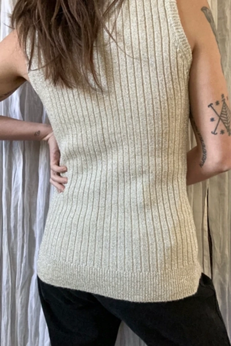 1970s Gold Sparkle Sweater Vest