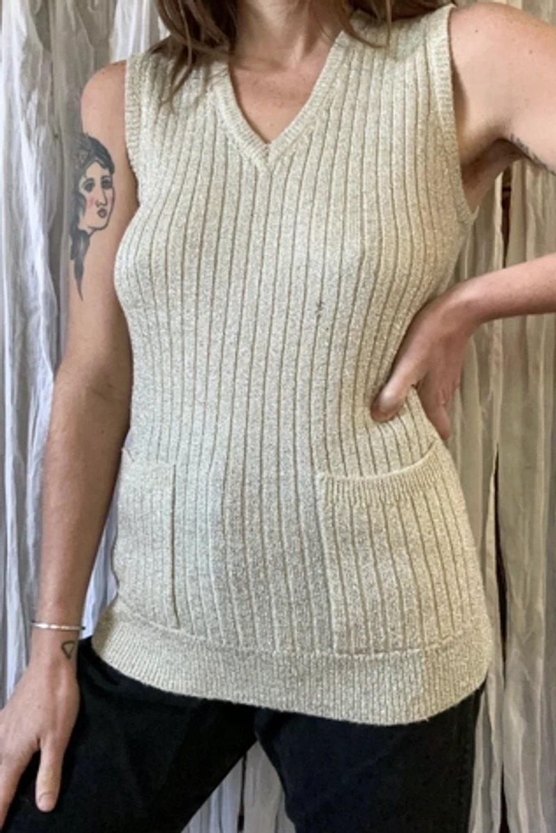 1970s Gold Sparkle Sweater Vest