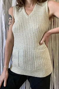 1970s Gold Sparkle Sweater Vest