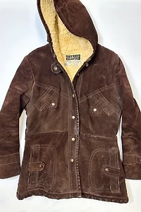 1970s Brown Suede Insulated Hooded Coat Selected by Cherry