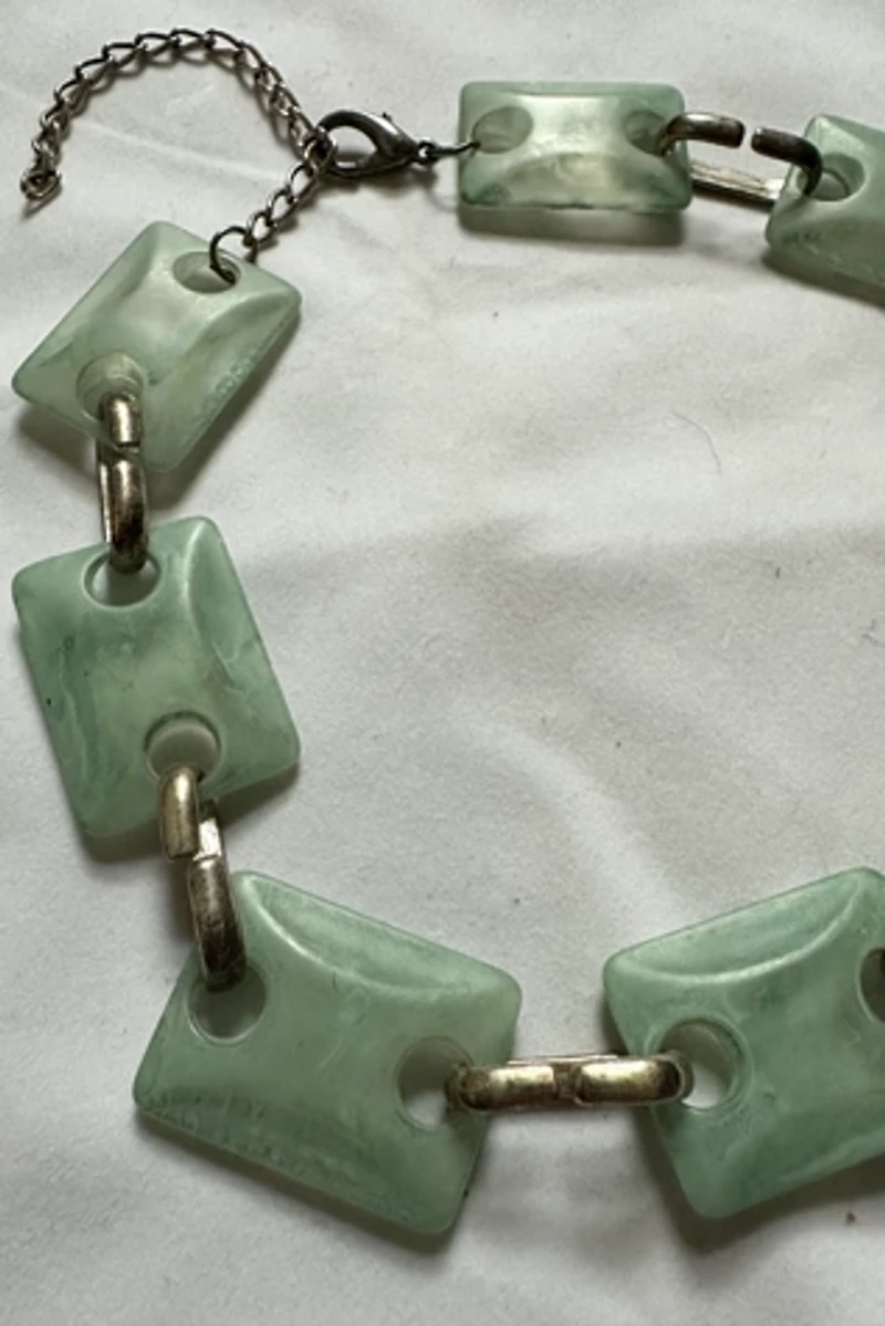 1960s Blue Square Chain Link Necklace Selected by Cherry