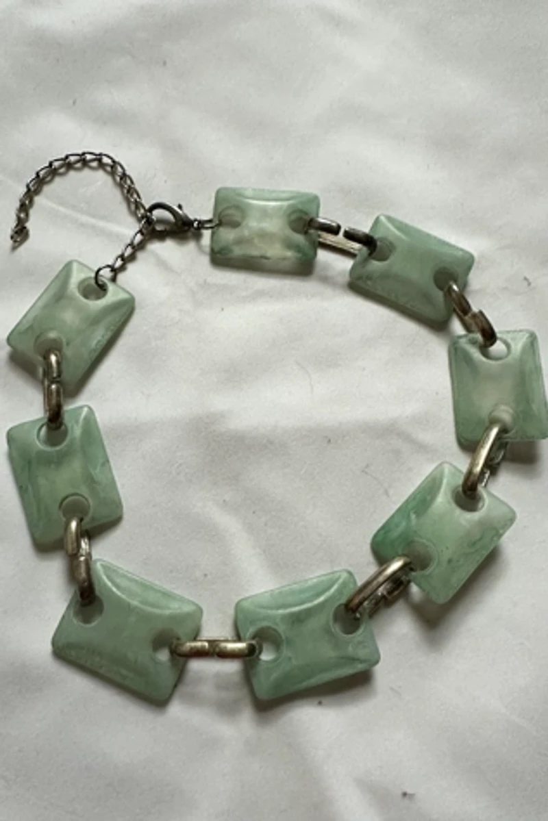 1960s Blue Square Chain Link Necklace Selected by Cherry