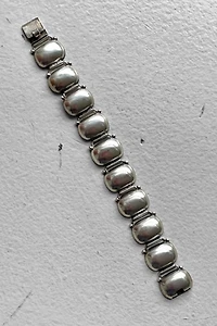 Heavy Sterling Silver Mid-Century Modernist Panel Bracelet Selected by MARMALADE