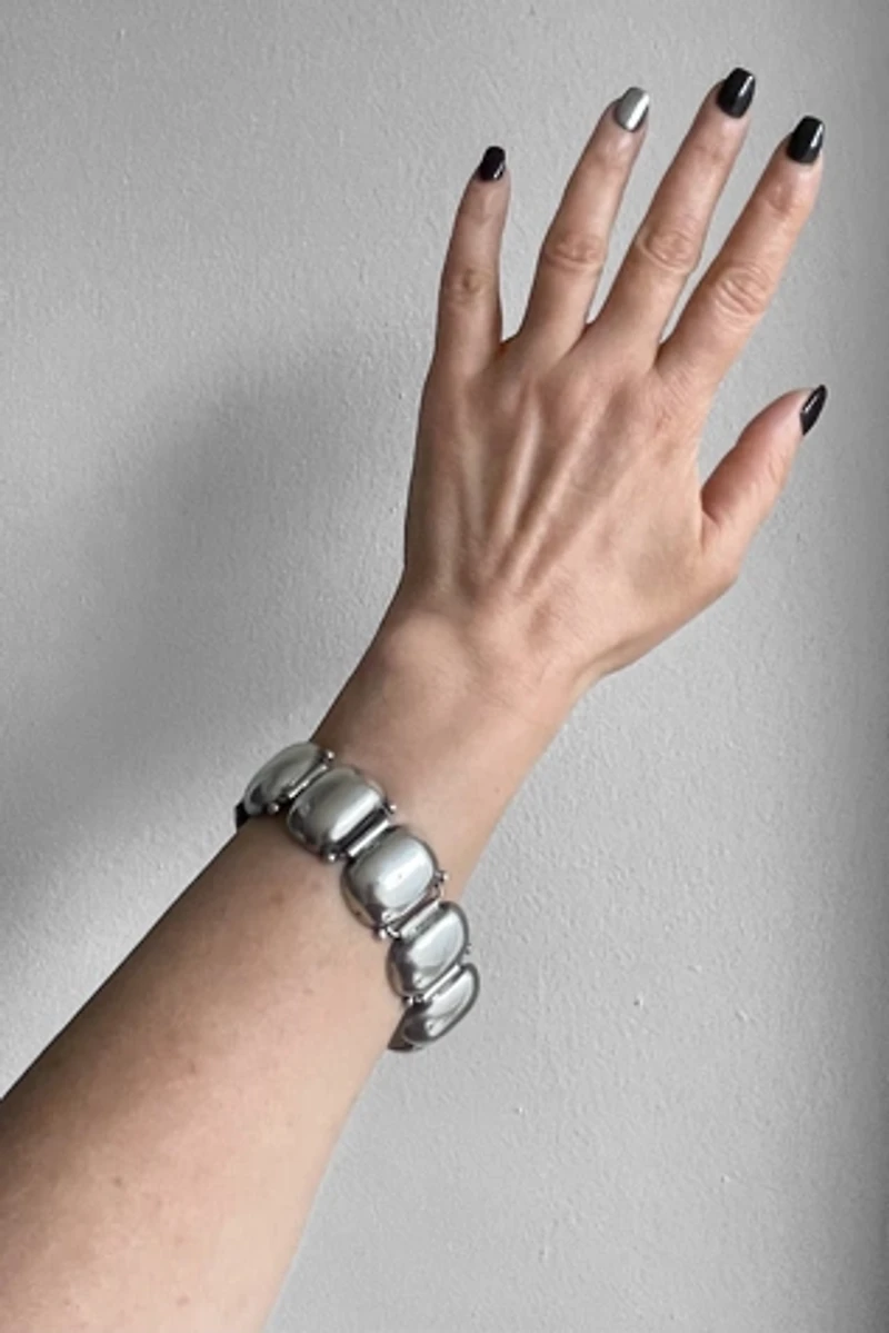 Heavy Sterling Silver Mid-Century Modernist Panel Bracelet Selected by MARMALADE