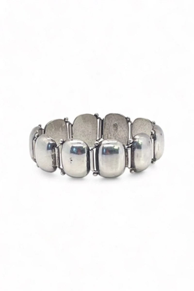 Heavy Sterling Silver Mid-Century Modernist Panel Bracelet Selected by MARMALADE