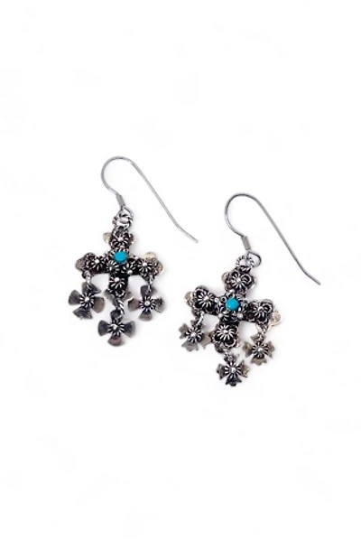 Vintage Sterling Silver Yalalag Cross Turquoise Drop Earrings Selected by MARMALADE