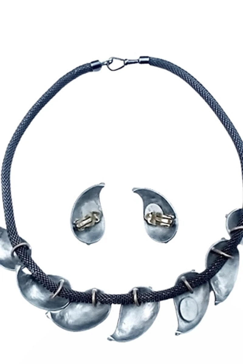 Designer Pewter Necklace & Earrings Set Selected by Garbage Soup