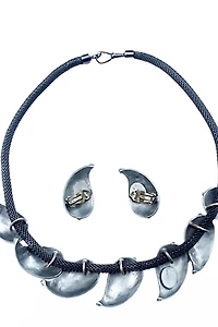 Designer Pewter Necklace & Earrings Set Selected by Garbage Soup