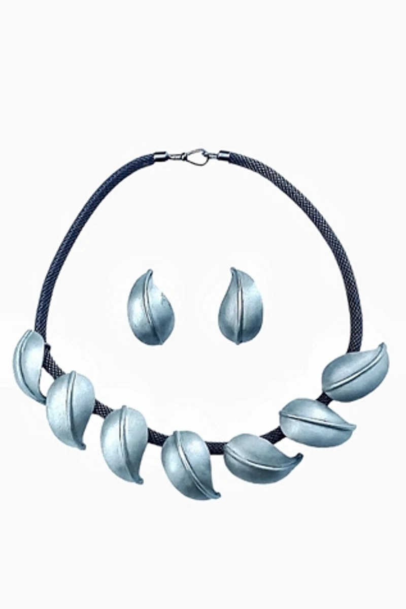 Designer Pewter Necklace & Earrings Set Selected by Garbage Soup