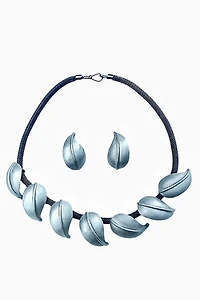 Designer Pewter Necklace & Earrings Set Selected by Garbage Soup