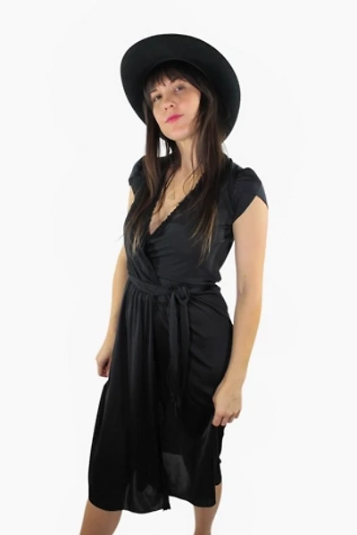 1970s City Fox Black Midi Dress Selected By Moons + Junes Vintage