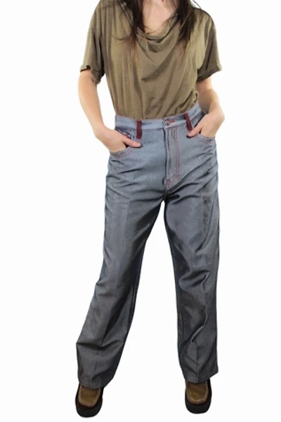1990s Shiny Red Stitched Wide Leg Rexy Jeans Selected By Moons + Junes Vintage