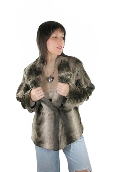 1980s Faux Fur Plush Two Tone Coat Selected By Moons + Junes Vintage