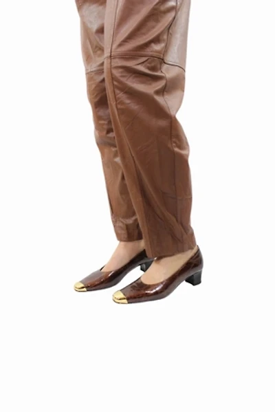 1990s Patent Faux Leather Gold Toe Heels Selected By Moons + Junes Vintage