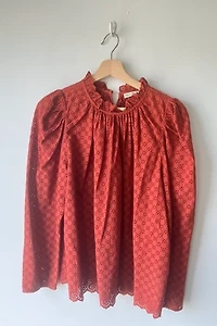 Ulla Johnson Rust Eyelet Top Selected by The Curatorial Dept.