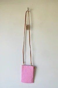 Clare V. Pink and White Gingham Pouch Selected by The Curatorial Dept.