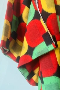 Vintage Red, Green, Black and Yellow Kimono Selected by The Curatorial Dept.