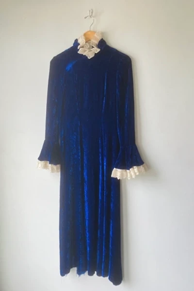 Vintage Blue Velvet Victorian Dress Selected by The Curatorial Dept.