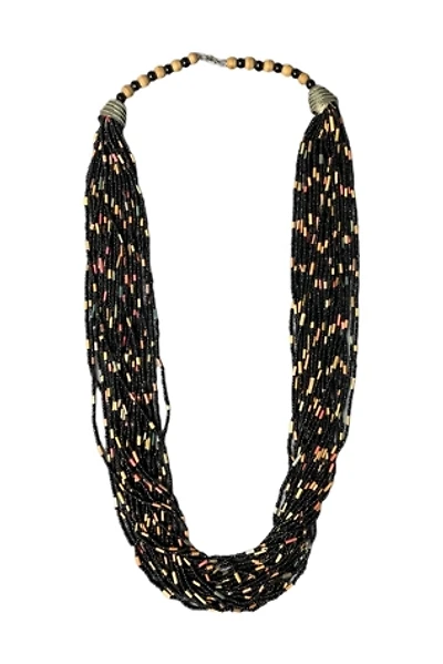 Vintage Multi-Strand Black Beaded Necklace Selected By Ankh By Racquel Vintage