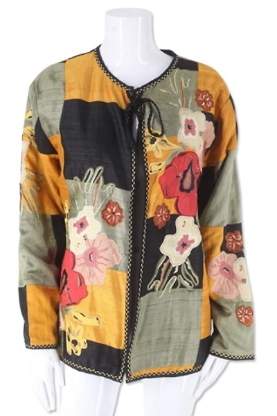 1990s Patchwork Applique Silk Jacket Selected By Ritual Vintage