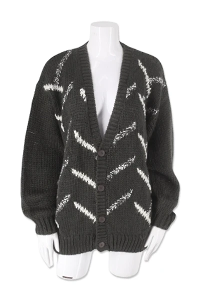 1980s Charcoal Handmade Cardigan Sweater Selected By Ritual Vintage