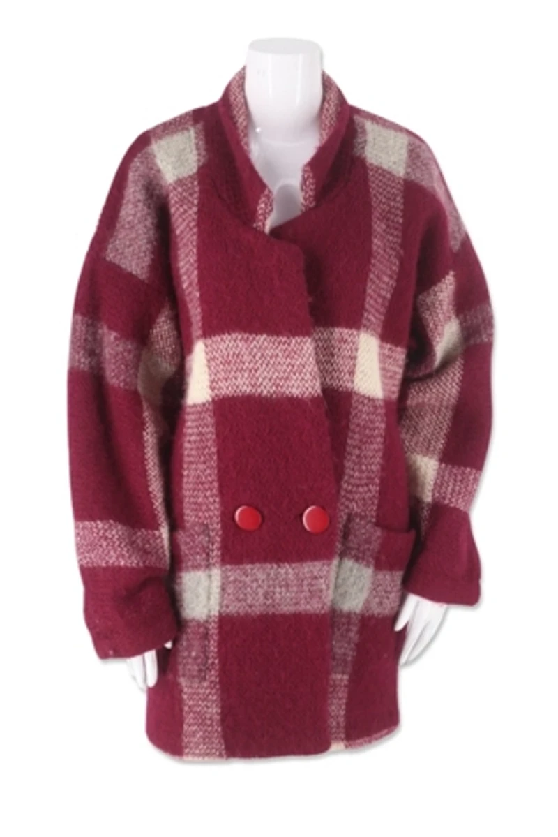 1980s Exaggerated Check Cardigan Sweater Coat Selected By Ritual Vintage